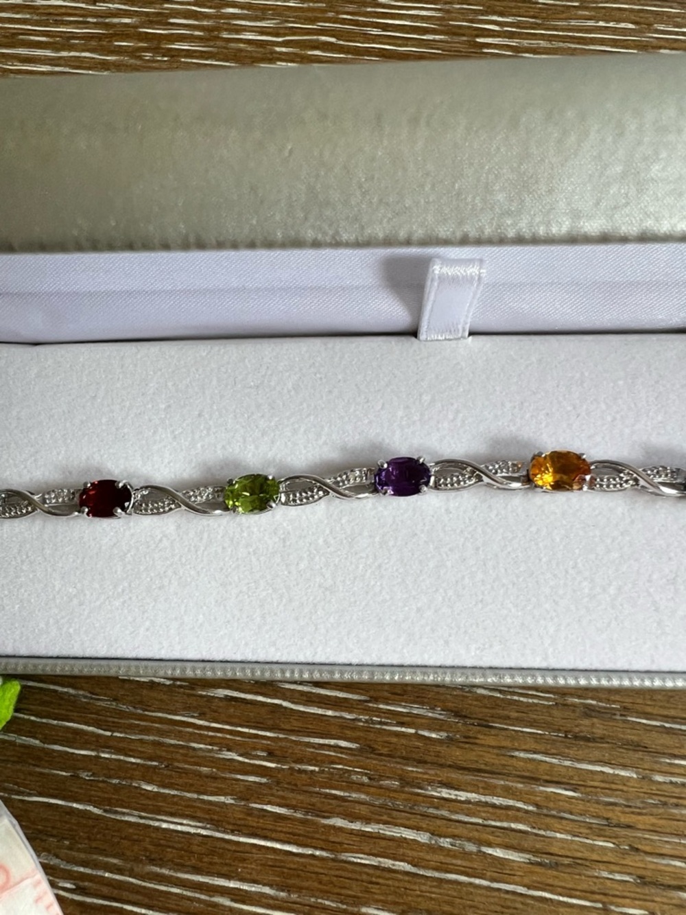 Multi-Gemstone Sterling Silver Bracelet - Colorful Birthstone Accent - Picture 4 of 7